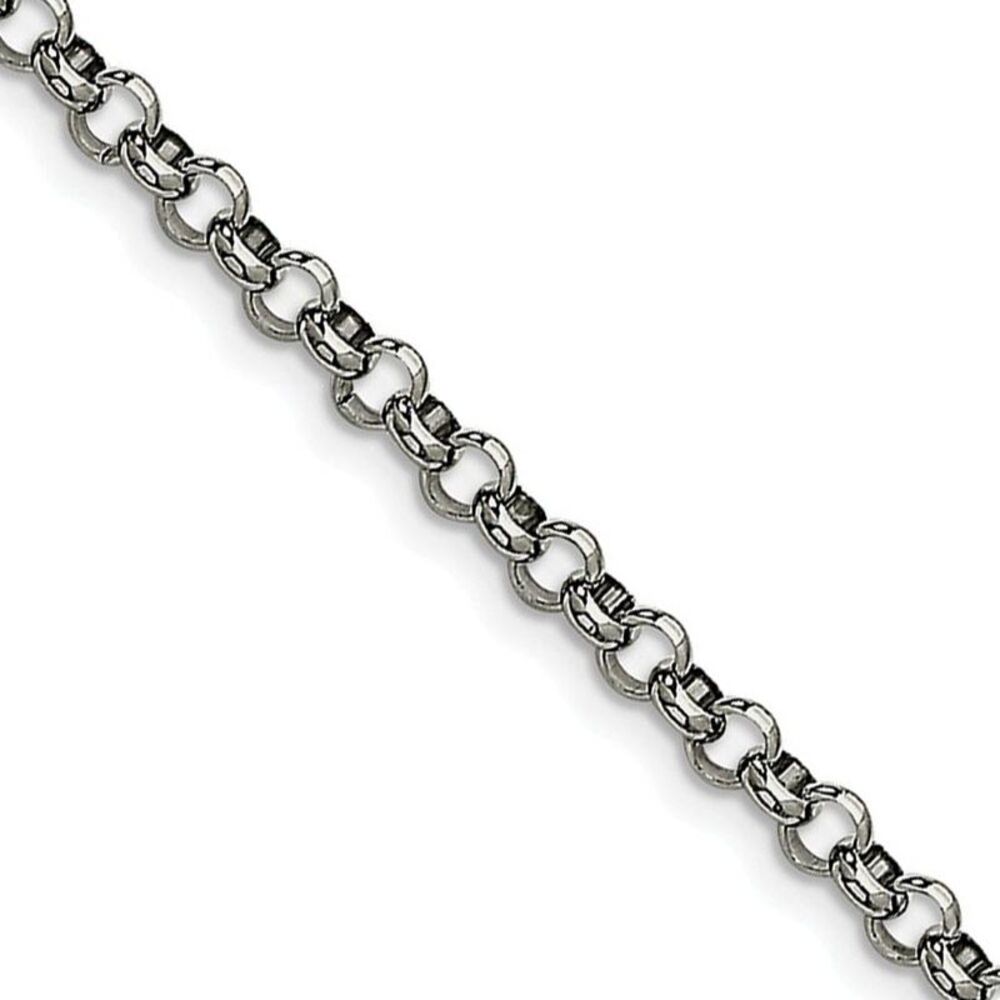Men's 4.6mm Stainless Steel Polished Rolo Chain Necklace, 24 Inch